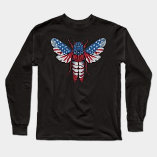 Cicada 2024 Event Retro USA Flag 4th of July Long Sleeve T-Shirt